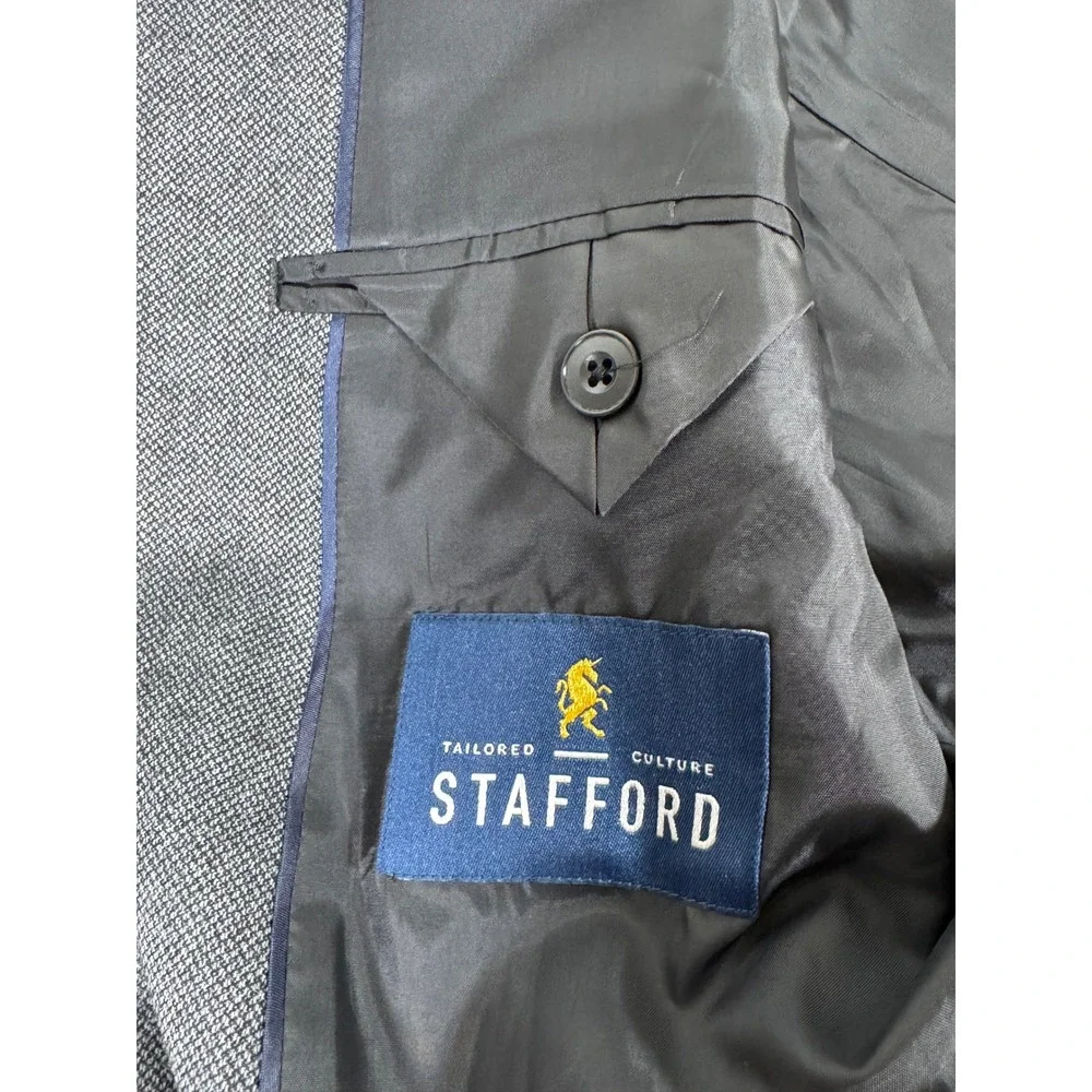 Stafford Men's‎ Dark Charcoal Classic Fit Stretch Comfort Blazer Jacket 42 Reg